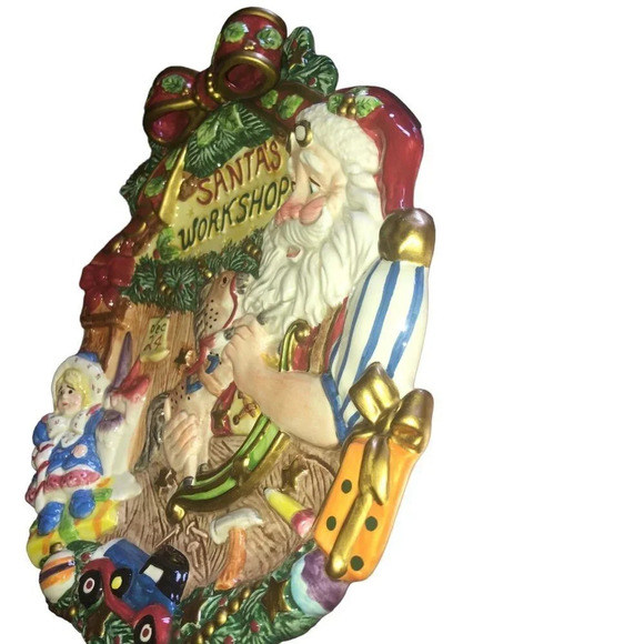 Vintage FITZ & FLOYD Santa's Magic Workshop Canape Serving Christmas Collectible - Picture 4 of 9